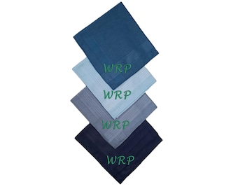 4er Set Vintage Baumwolle Stoff-Taschentücher mit Monogramm Stickerei , personalisierte Taschentücher