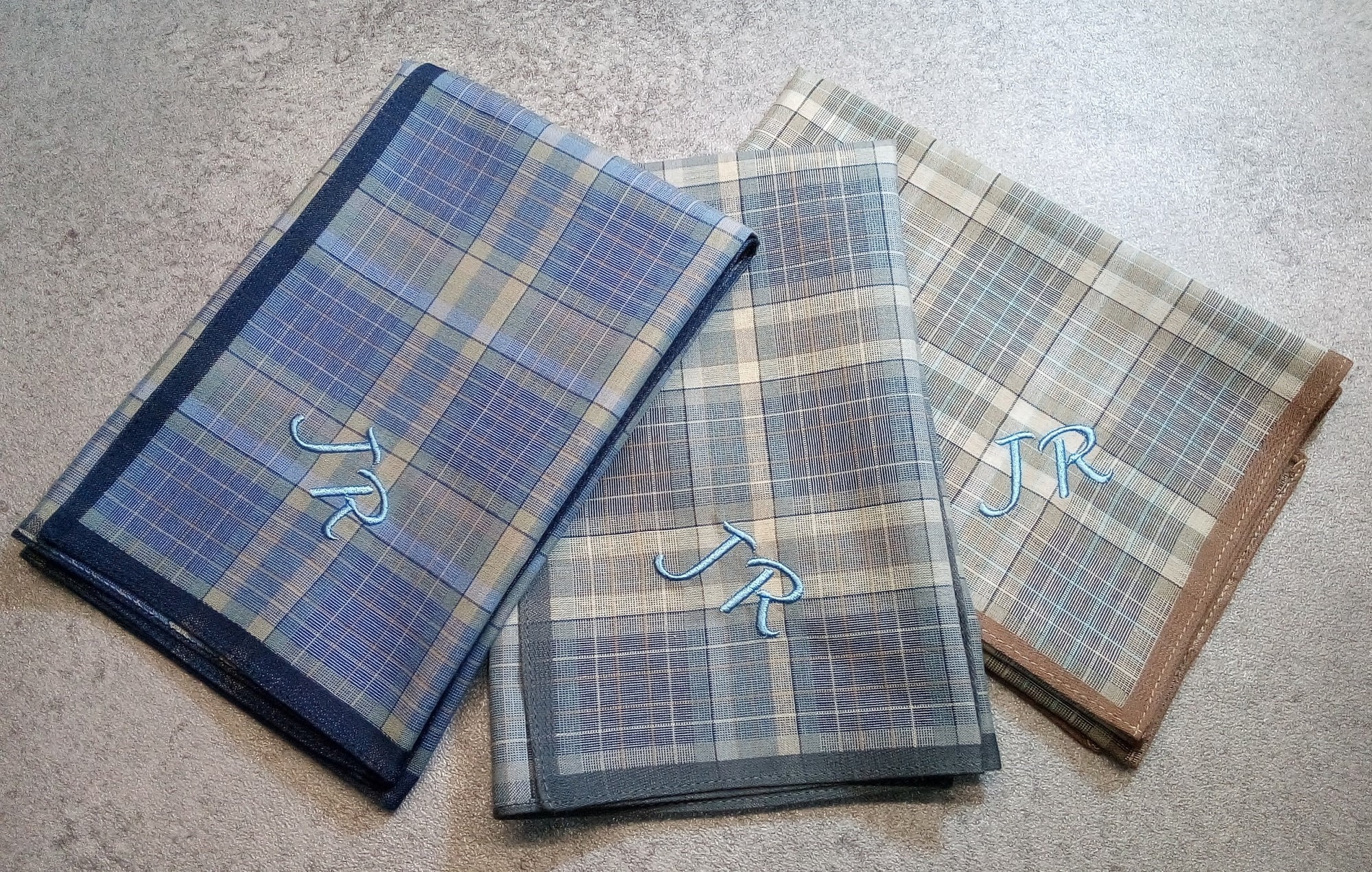 Lot 3 Mouchoirs Homme Vintage McGregor - Brodés Monogramme D - Boîte D'origine