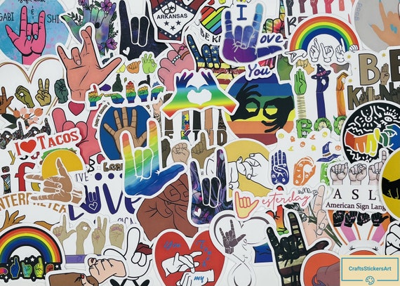 ASL, Sign Language Stickers, Vinyl Stickers, 10-50 Pcs Random pack, FREE Shipping laptop stickers, Anime Sticker, waterproof, Hydro flask