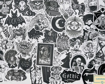 Gothic Black and White Stickers, Vinyl Stickers, 10-50Pcs Random pack, FREE Shipping laptop stickers, Anime Sticker, waterproof, Party favor