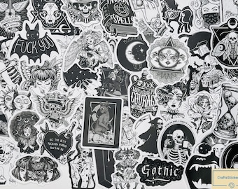 Gothic Black and White Stickers, Vinyl Stickers, 10-50Pcs Random pack, FREE Shipping laptop stickers, Anime Sticker, waterproof, Party favor