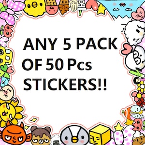 Any 5 Pack of 50 Pcs stickers Bundle - Choose Any 5 Stickers for a Discounted Price From my Store