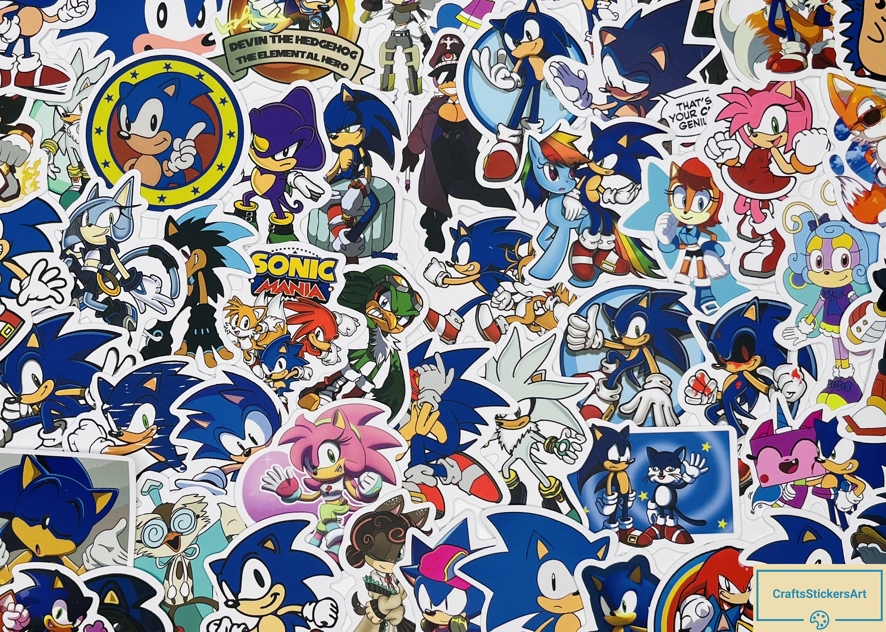 50pcs Sonic The Hedgehog Kid Vinyl Decal Stickers Laptop Phone Bottle  Skateboard