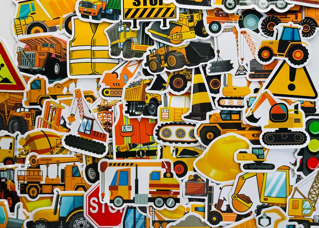 Construction Truck Sticker Pack, Excavator Dump Truck Crane Vinyl ...