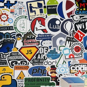 Programmer Stickers Pack, Coding Vinyl Decals, Tech Geek Sticker Set for Laptop, Water Bottle, Notebook, Student Gift