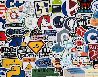 Programmer Stickers Pack, Coding Vinyl Decals, Tech Geek Sticker Set for Laptop, Water Bottle, Notebook, Student Gift