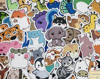 Pegatinas de animales para niños, regalos estéticos para fiestas infantiles, pegatinas de vinilo para portátiles, botellas de agua, paredes, cuadernos, impermeables.