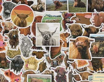 Highland Cow Stickers, Vinyl Stickers, 10-50 Pcs Random pack, FREE Shipping laptop stickers, Anime Sticker, waterproof, Hydro flask