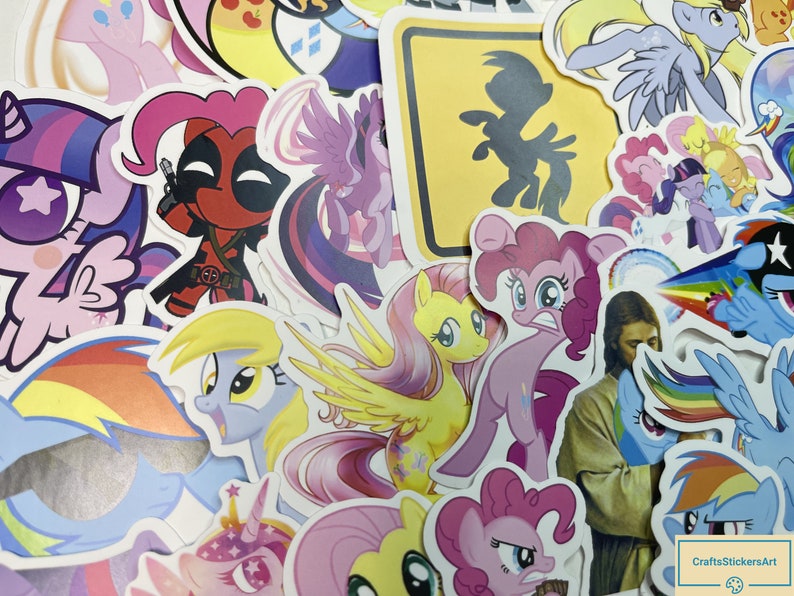 MLP/ Pony Sticker Mix Sticker, kawaii sticker, laptop stickers, Kids Sticks, vinyl stickers for laptop, water bottle, wall, Gift image 2