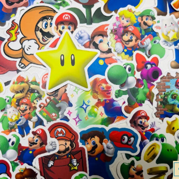 MARIO Mix Stickers, kawaii sticker, 10-50 Pcs  laptop stickers, Kids Sticks, vinyl stickers for laptop, water bottle, wall, notebook