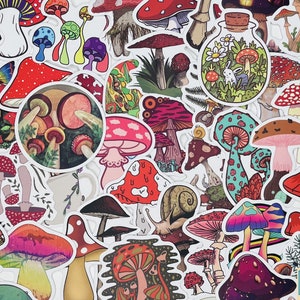 MUSHROOM Stickers, Vinyl Stickers, 10-50 Pcs Random pack, FREE Shipping laptop stickers, Anime Sticker, waterproof, Hydro flask, party Favor