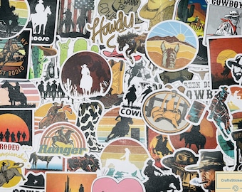 Cowboy Stickers Pack – Western Rodeo Vinyl Decals – Country Aesthetic Waterproof Stickers for Laptops, Journals & Bottles