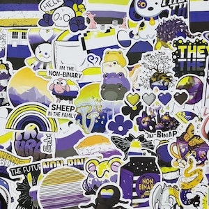 Non-Binary They/Them Stickers Pack | 10-50pcs Vinyl Decals | LGBTQ Transgender Pansexual Asexual Bisexual Lesbian | Laptop Water Bottle free