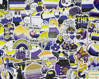 Non-Binary They/Them Stickers Pack | 10-50pcs Vinyl Decals | LGBTQ Transgender Pansexual Asexual Bisexual Lesbian | Laptop Water Bottle free