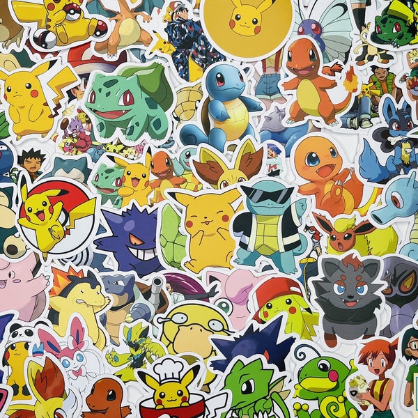 Pokemon Mix Sticker, kawaii sticker, 10-100 Pcs, laptop stickers, Kids Sticks, Skateboard ,Bumper Stickers, vinyl stickers, water bottle