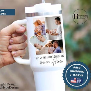 Custom 40oz Tumbler with Photo Father&#39;s Day Gift For Dad Photo Collage Tumbler With Handle Personalized Tumbler With Pictures Tumbler Cup