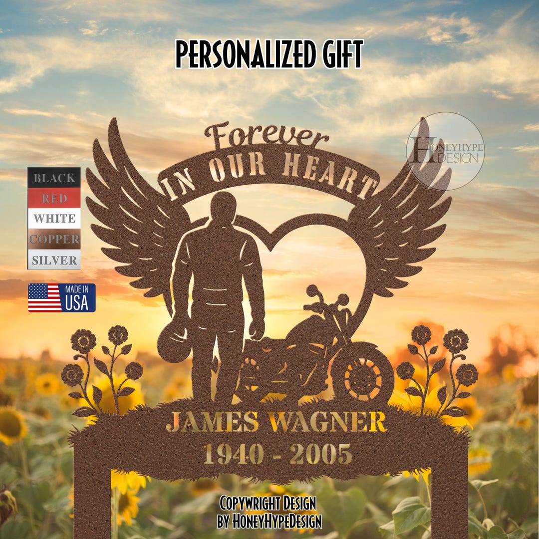 Personalized Rider Memorial Sign With Stakes Biker Motorcycle With ...