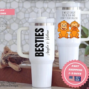 Custom Besties 40oz Tumbler Best Friend Birthday Gift For Besties Tumbler Gift For Best Friend BFF Tumbler With Handle Custom Bestie Cup
