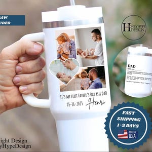 Custom 40oz Tumbler With Photo Father&#39;s Day Gift For Dad Photo Collage Tumbler With Handle Personalized 40oz Tumbler Picture Tumbler Cup Mug