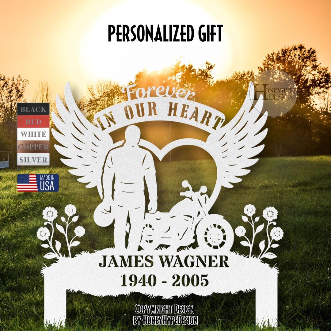 Personalized Rider Memorial Sign With Stakes Biker Motorcycle With ...