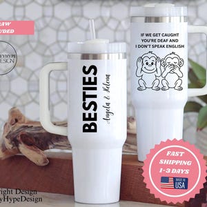 Custom Besties 40oz Tumbler Best Friend Birthday Gift For Besties Tumbler Gift For Best Friend BFF Tumbler With Handle Custom Bestie Cup