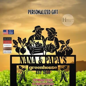 Personalized Gift for Grandparents Metal Garden Sign Custom Garden Name Stakes Custom Greenhouse Sign With Stakes Yard Sign Garden Gifts