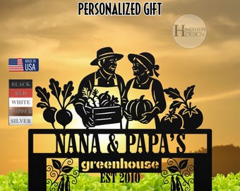 Personalized Gift for Grandparents Metal Garden Sign Custom Garden Name Stakes Custom Greenhouse Sign With Stakes Yard Sign Garden Gifts