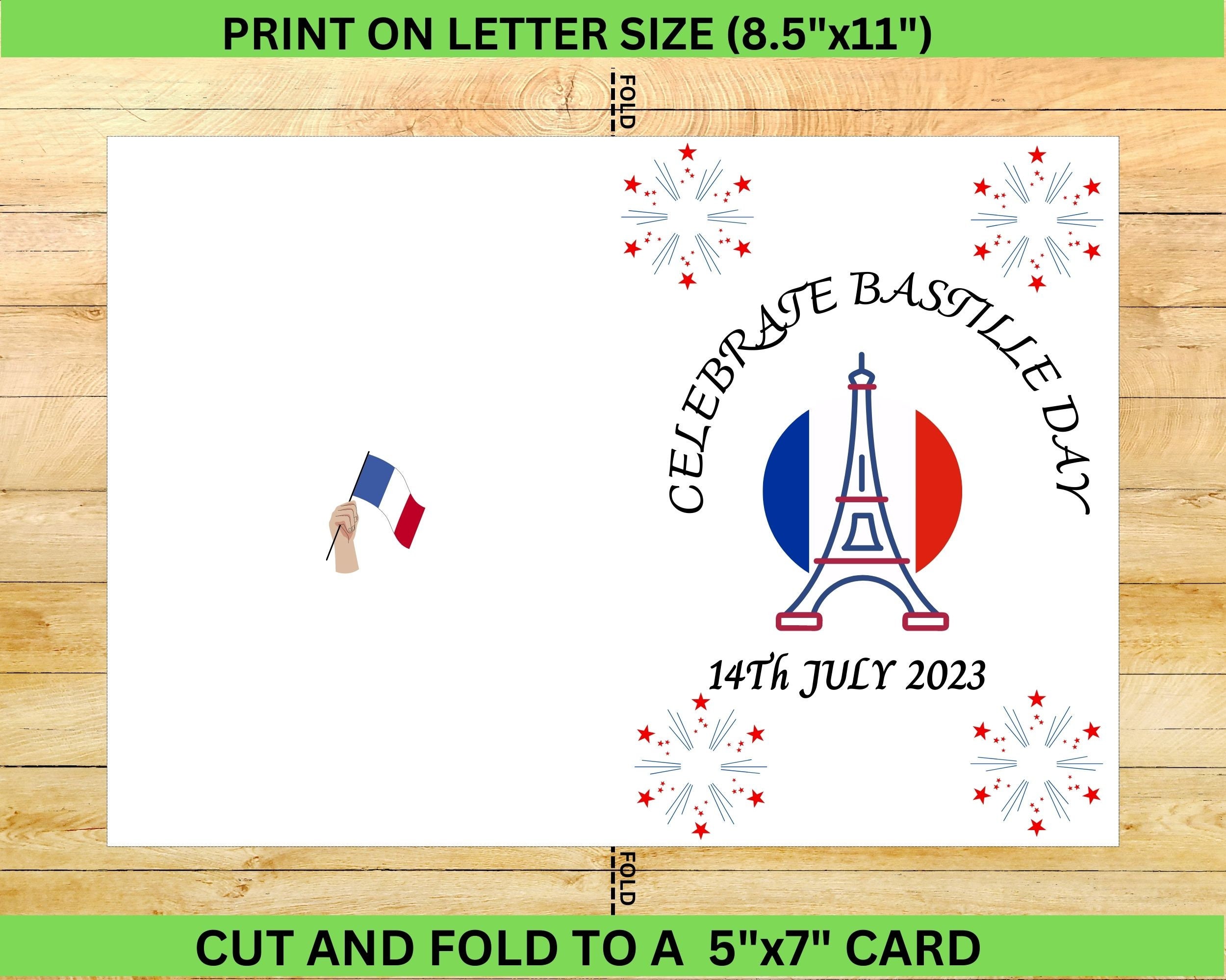 Happy Bastille Card, Downloadable Bastille Card, Printable Bastille ...