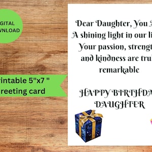 Birthday wishes for your daughter, Daughter's birthday card, Printable Daughter birthday card, Downloadable Daughter birthday card