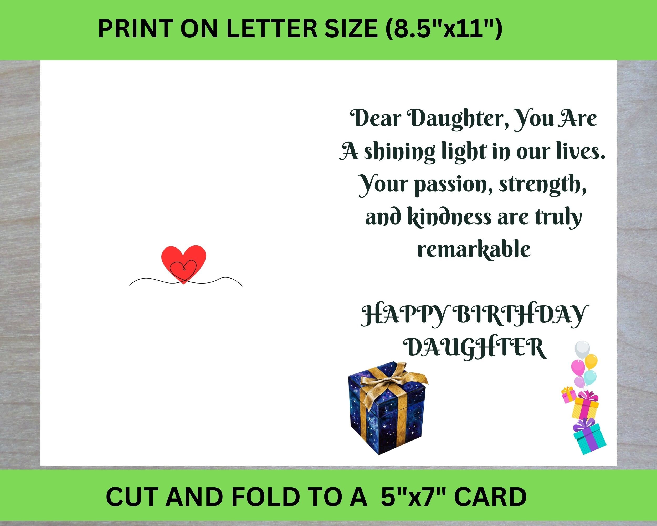 Birthday Wishes for Your Daughter, Daughter's Birthday Card, Printable ...
