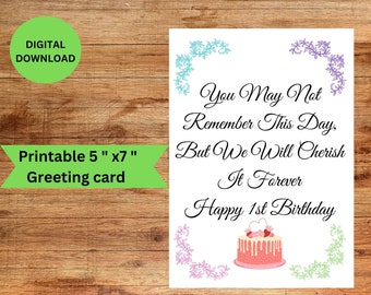 First Birthday wishes, Ist Birthday Wishes Greeting Card, Digital Birthday Card, Printable Ist Birthday Card, Downloadable Ist Birthday Card