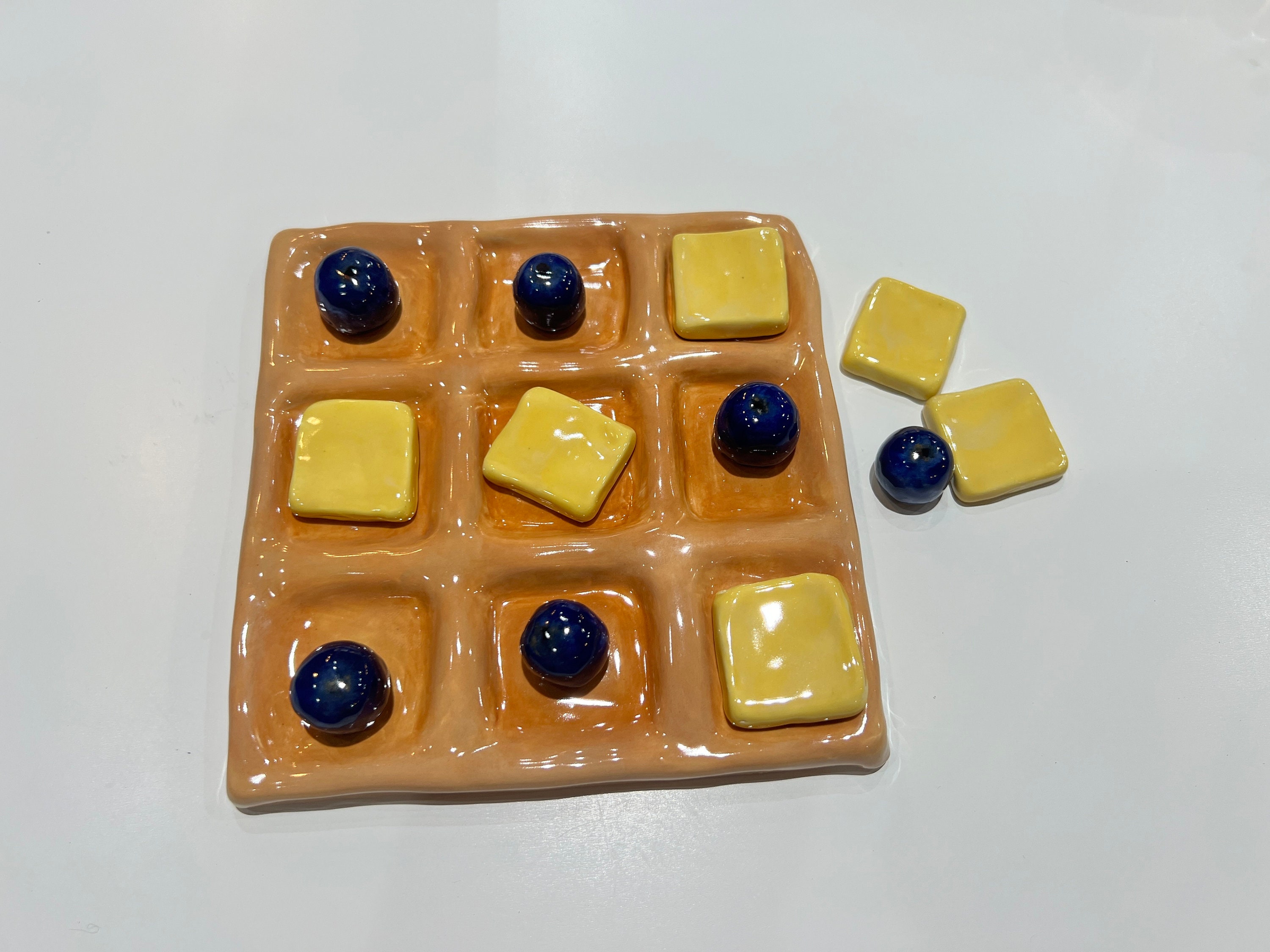 Waffle Tic Tac Toe Board Polymer Clay Centerpiece Food 