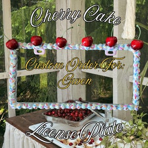 Custom Cherry Cake License Plate Cover, License Plate, Faux Foods, Decoden