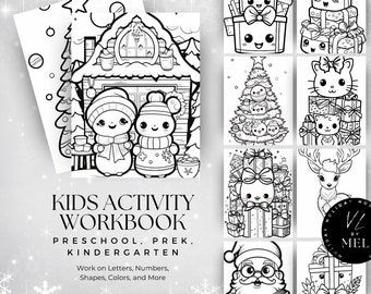 Christmas Coloring Pages, 20 pages- Christmas Kids Activity- Christmas Coloring Books- Coloring Sheets for Kids