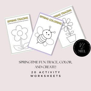Spring Coloring and Tracing Sheets | Preschool and Kindergarten Printable | Fine Motor Skill Practice | Spring Activity Pages PDF