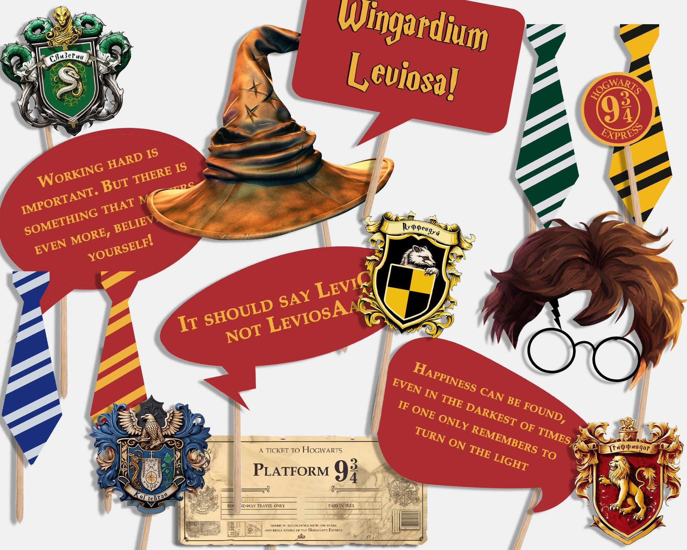 Harry Potter Photo Booth Props, Wizard Photo Props, Hogwarts Photobooth  Props - Prin…