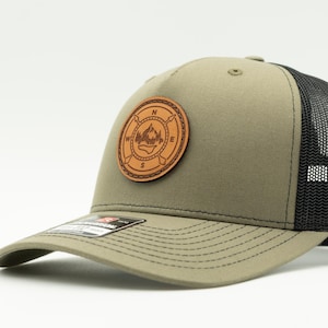 Trucker hat, Richardson 112FP, five panel, mid profile, mesh back, snapback, Outdoor Compass