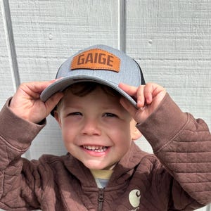 Youth Size Kids Hat Custom Name – Premium Richardson 112 trucker for Boys or Girls – Real Leather Patch, Sewn on – A Gift They’ll Wear Daily