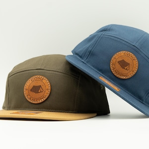 キャンパーハット - 縫製本革リチャードソン 217 5パネル ロープロファイル フラットビル ゴーンキャンプ