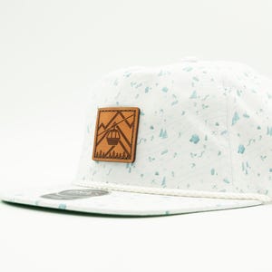 Leder Patch Hut • Genäht echt • Imperial Umpqua Rope Flat Bill Snapback — Ski Lift Design — Gondel