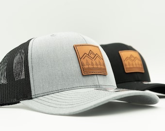 Richardson 112 Trucker Hat for Mountain Men – Outdoors Mesh Snapback Cap with Leather Patch – Timberline Lid