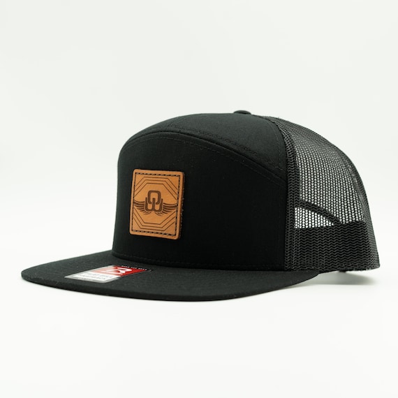 Leather Patch Trucker Hat - Richardson 168, Flat Bill