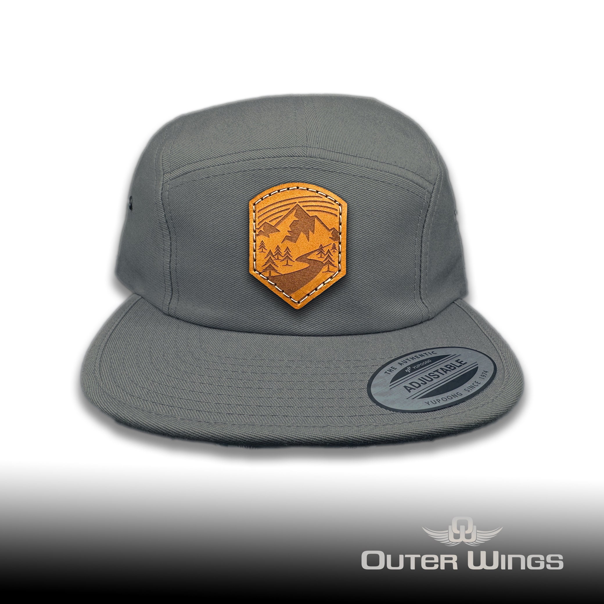 Leather Patch Camper Hat Yupoong 7005 Hat - Wanderlust