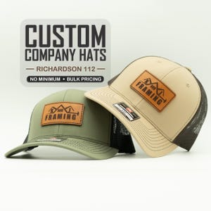Custom Richardson 112 Company Hats With Logo, Sewn Leather Patch, Bulk Pricing