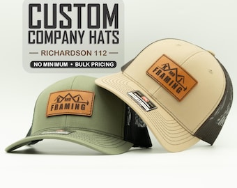 Custom Richardson 112 Company Hats With Logo, Sewn Leather Patch, Bulk Pricing