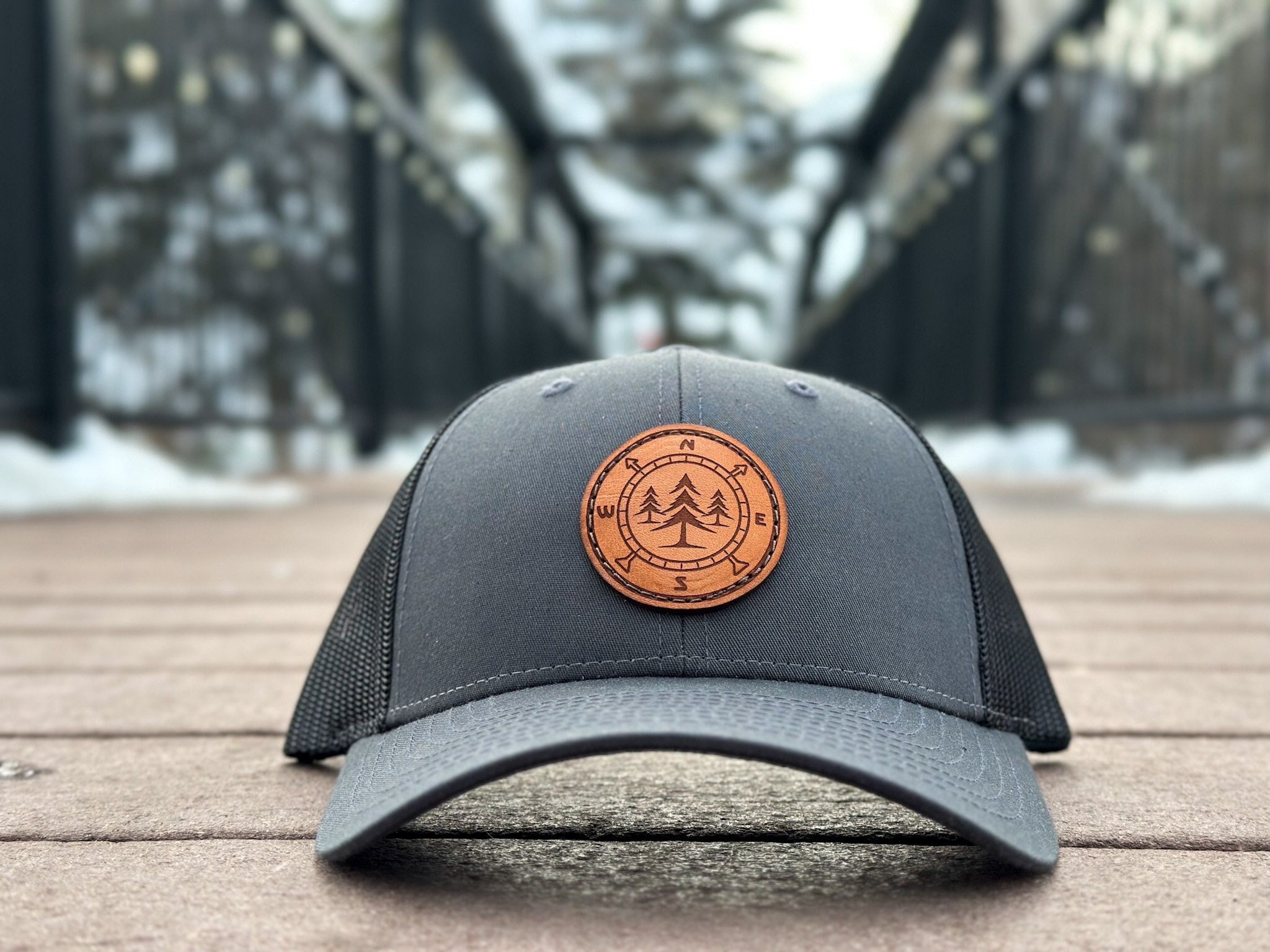 Striped Bass Patch Hat, Custom Richardson 112 Leather Patch Hat