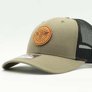 Cappello Richardson 115 Low Profile Leather Patch - Cappello con toppa American Eagle - Fatto a mano negli USA - SnapBack regolabile - Small 115 e M/L 115