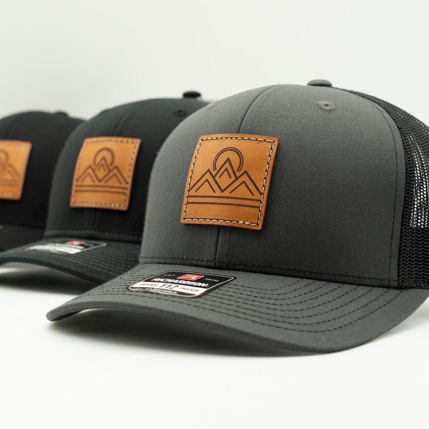 Sewn Leather Patch Hat, Richardson 112 Trucker, Mesh Back  display picture 1