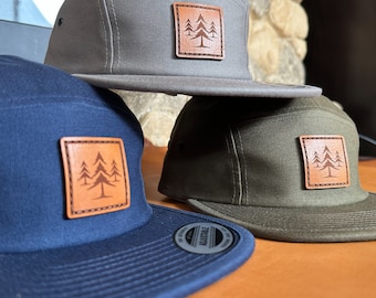 Leather Patch Camper Hat - Yupoong 7005, Low Profile