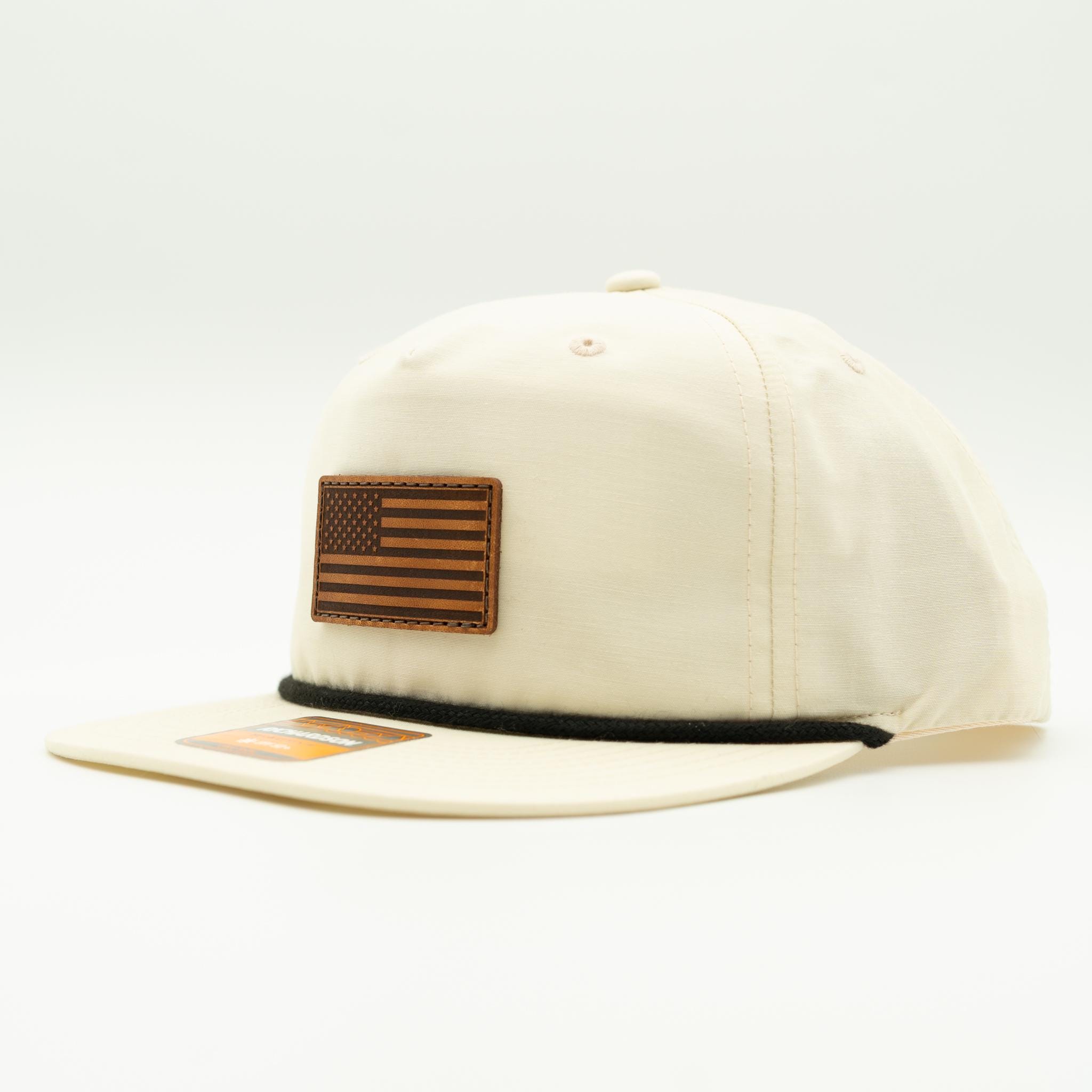 Casquette Snapback Branded Bills Style 100 - Bleu Marine, Patch Cuir Drapeau US